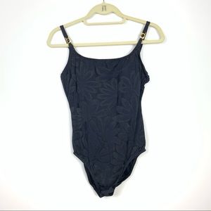 VTG Floral Jacquard Slimming One Piece Swimsuit
